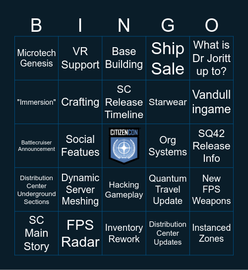 Citizencon Direct 2955 Bingo Card