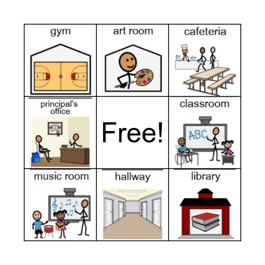 Places At School Bingo Card