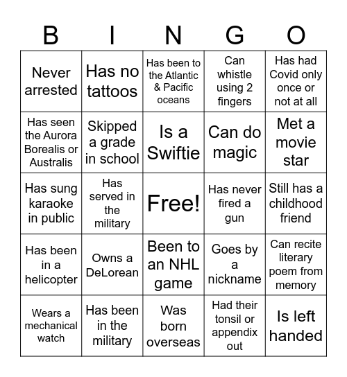 M   I   N   G   L   E Bingo Card