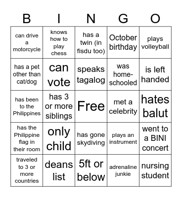 RED FAM HUMAN BINGO Card