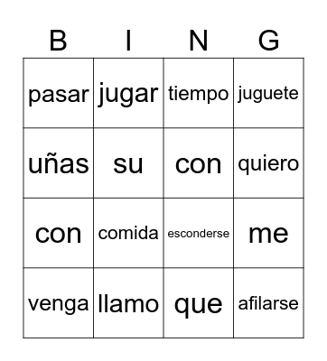 Mi gato Bingo Card