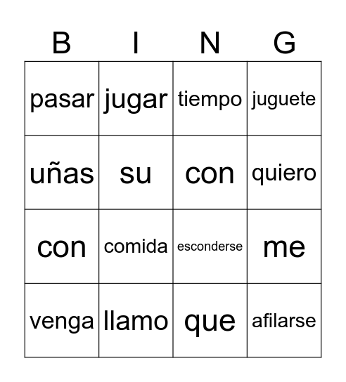 Mi gato Bingo Card