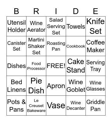Lindsay's Bridal Shower Celebration  Bingo Card