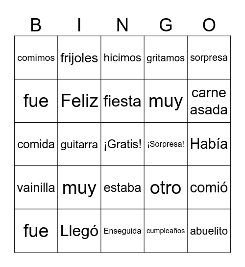 ¡La fiesta de abuelito! Bingo Card