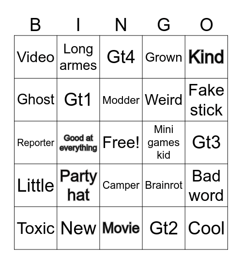 Gorilla tag bingo Card