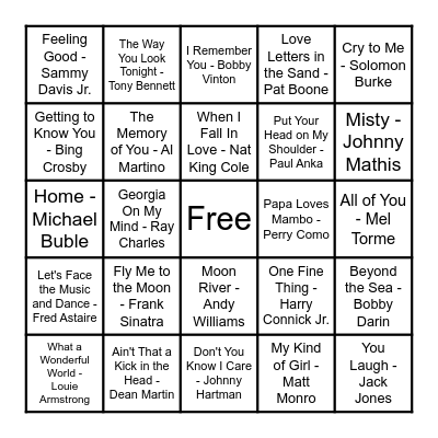 SWOONERS & CROONERS Bingo Card