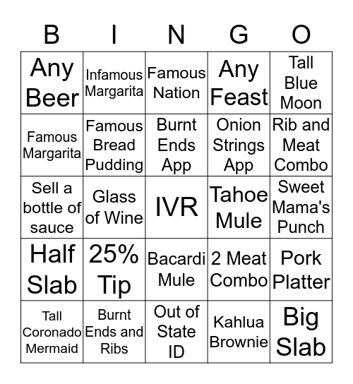 Saturday Double Bingo Card