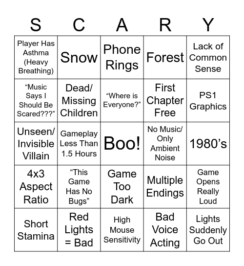 Darryl’s Spoopy Stream Bingo 2025 Bingo Card