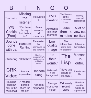 Kristina. P Bingo Card