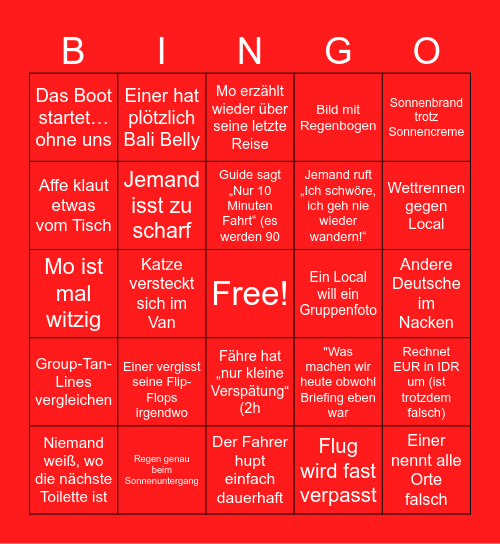 Indonesien Bingo Card
