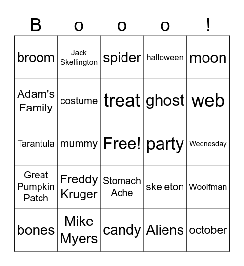 Halloween Bingo Card