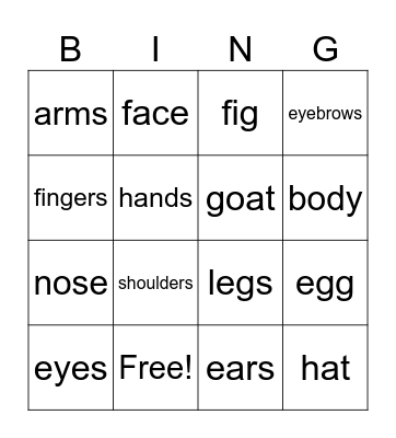 body ff1 Bingo Card