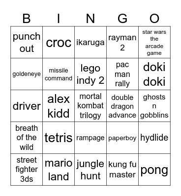 pick 5 games for a 7 day road trip Bingo Card