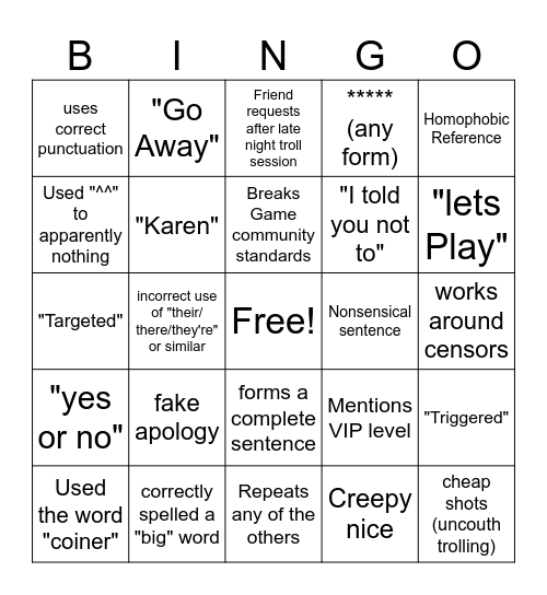 Shippu Bingo Card