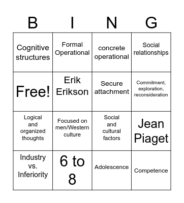 Chapter 7 - Bingo Card