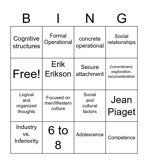 Chapter 7 - Bingo Card