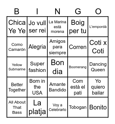 Bingo Musical Sadako Bingo Card