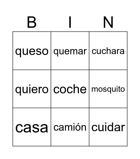 Sonido K Bingo Card