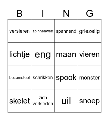 halloween Bingo Card