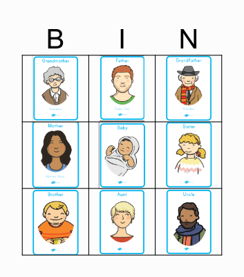Family Members Bingo Card