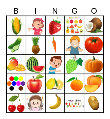 Fruit and Vegetable Bingo Card