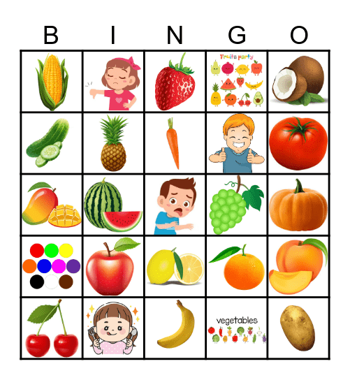 Fruit and Vegetable Bingo Card