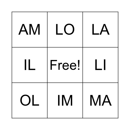 Silbenbingo Card
