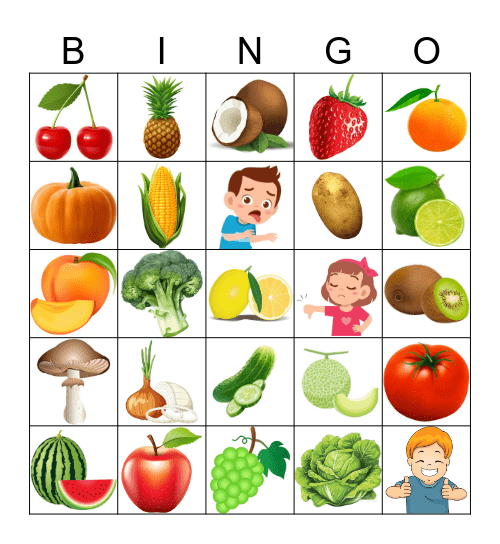 Fruit and Vegetable Bingo Card