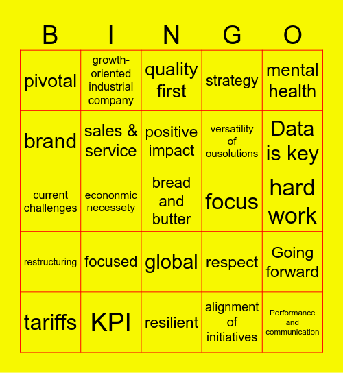 Townhall Bingo Card
