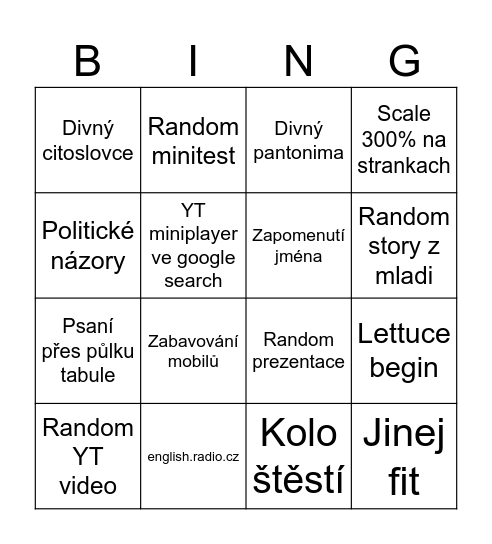 prechovo bingo Card