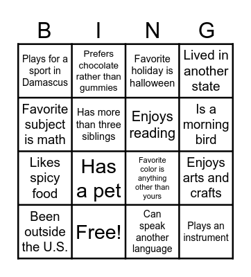 Find a person who has… Bingo Card