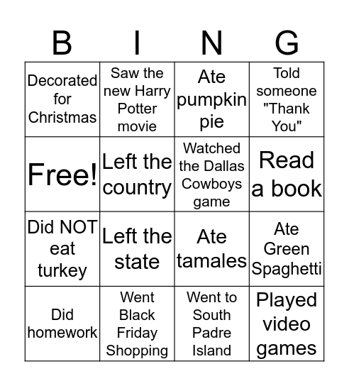 Find Someone Who...during break Bingo Card