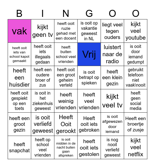 Klasse bingo Card