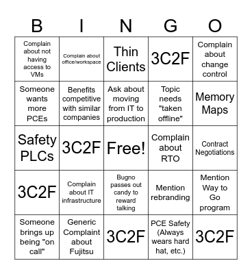 PCE Bingo Card