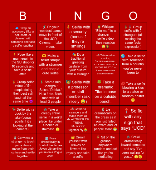 The Selfie Bingo with ISS Bingo Card