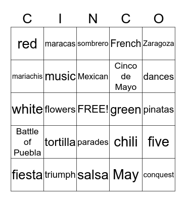 Happy Cinco de Mayo Bingo Card