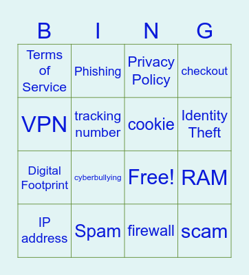 Technology Vocabulary Bingo Card