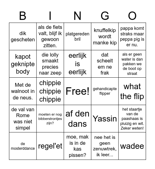 De voute familie Bingo Card