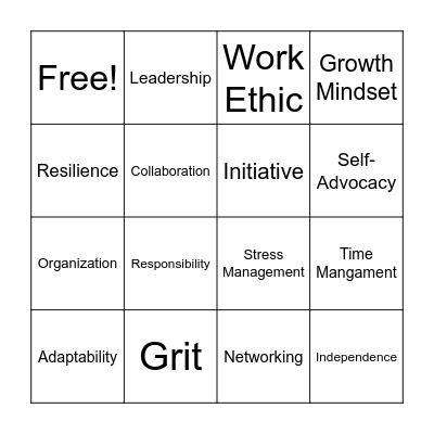 Vocabulary Review Bingo Card