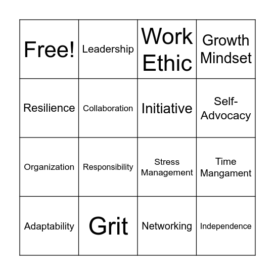 Vocabulary Review Bingo Card