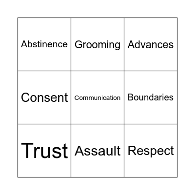 Relationships Vocab Bingo Card