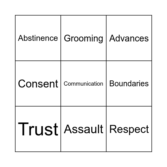 Relationships Vocab Bingo Card