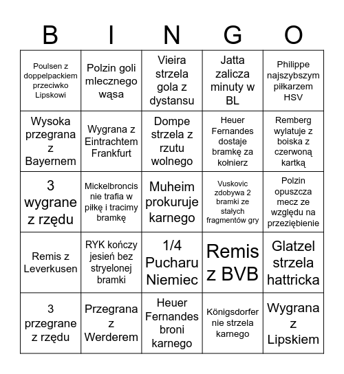 HSV Bingo 25/26 Bingo Card