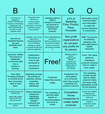 SUNY Marketing Bingo Card
