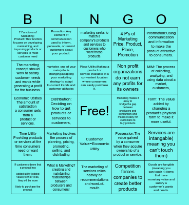 SUNY Marketing Bingo Card