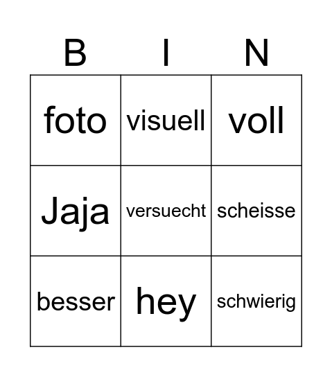 SimSim Bingo Card