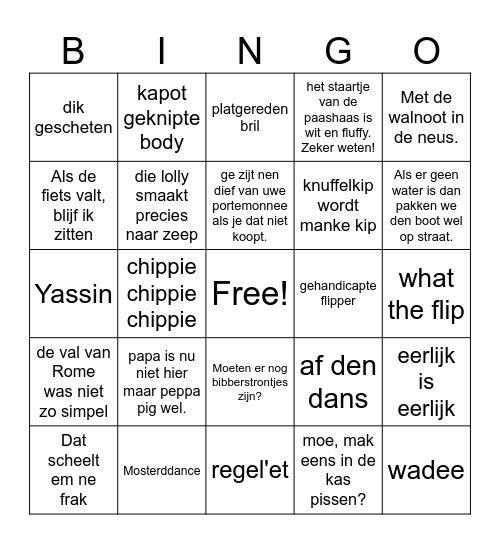 De voute familie Bingo Card