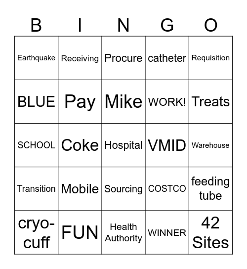 Supply Chain Bingo Card