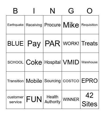 Supply Chain Bingo Card