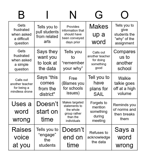 Meeting BINGO Card